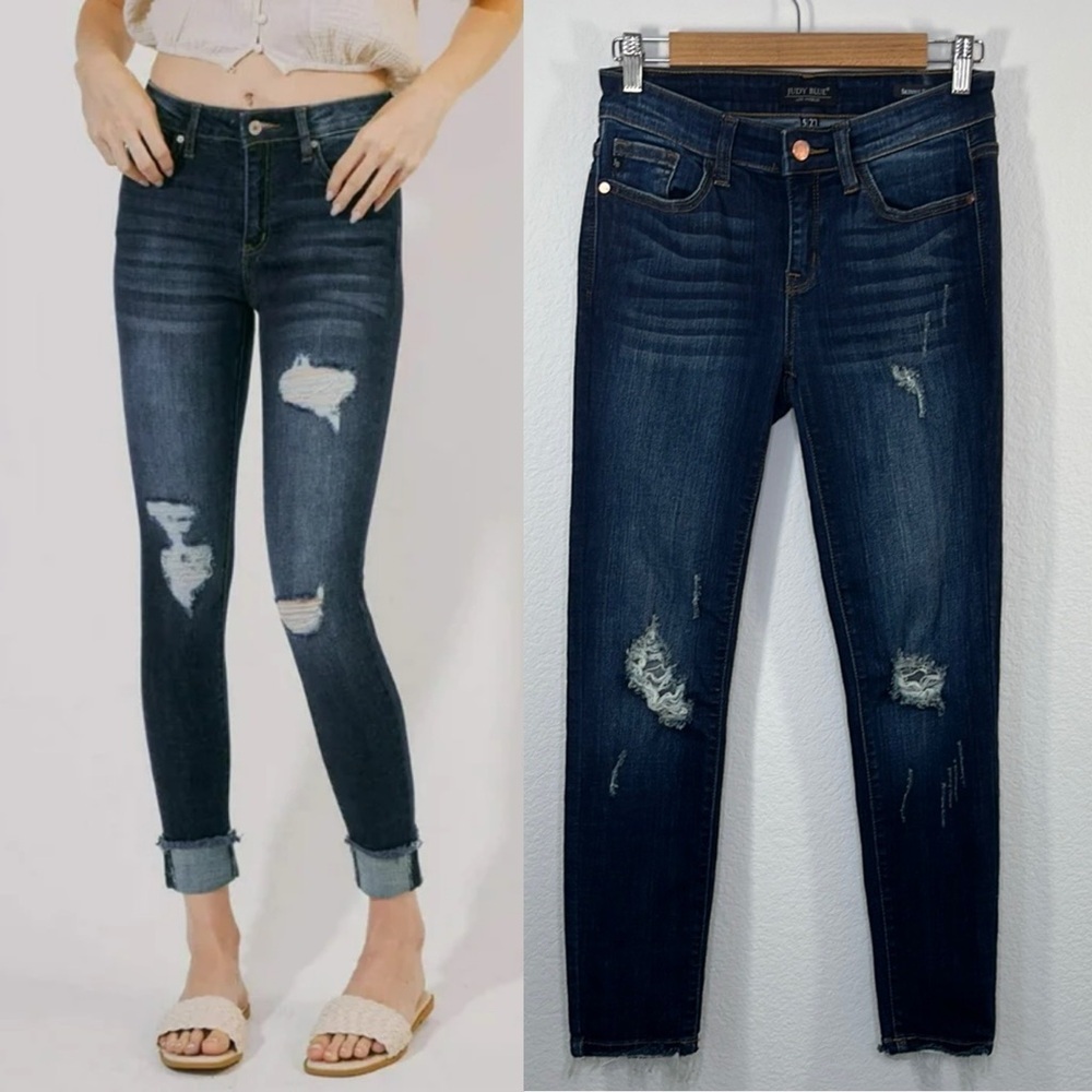 Judy Blue Skinny Fit Distressed Ankle Jeans size‎ 5/27 Womens Denim JB8228DK
